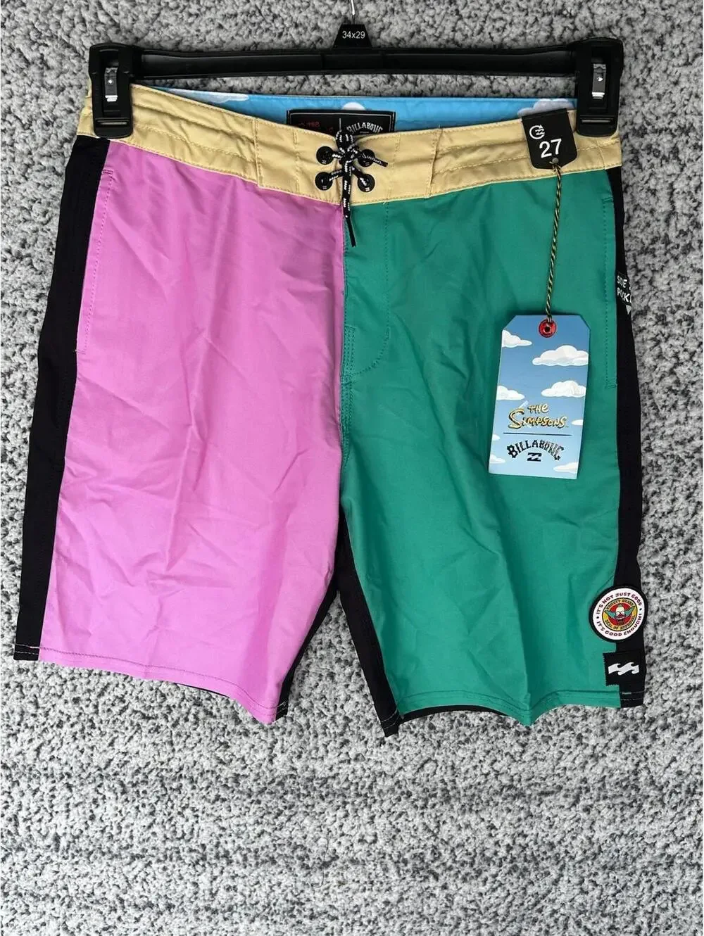 Billabong x The Simpsons Boardshorts Men’s 27 Black Multicolor NWT